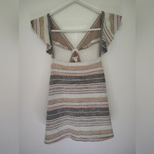 Madewell Women's Textured Knit Top in Neutral Stripes Sz Small